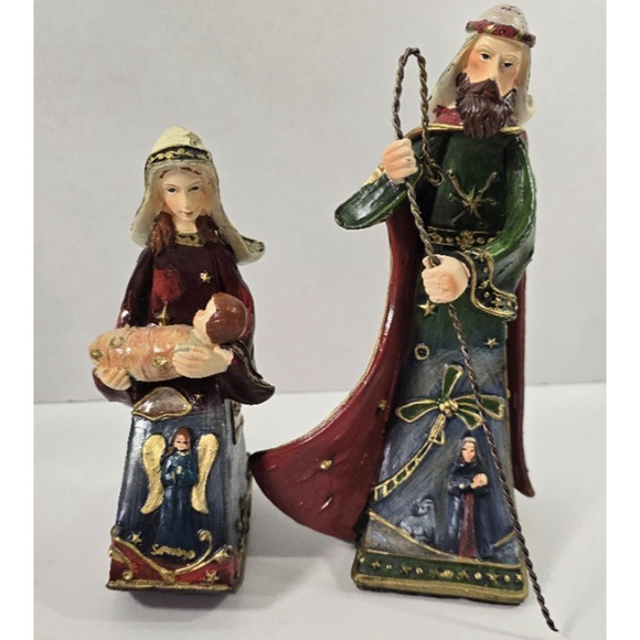 Vintage Dicksons Nativity Scene Set Large Resin Christmas Figures Baby Jesus 8” - Picture 3 of 5